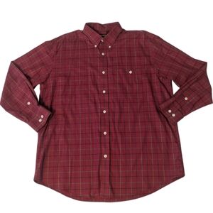 Orvis Wrinkle Free Cotton Red Plaid Button Collar LS Button Up Shirt Men's XL